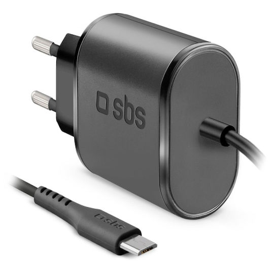 SBS Ladegerät mit integriertem Kabel Micro-USB Schwarzs (TETRMICRO21AFAST)