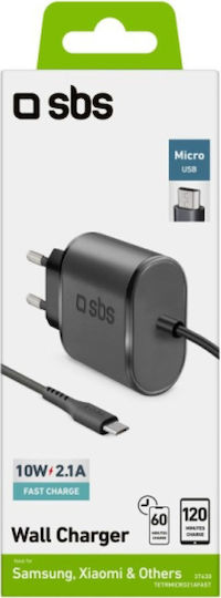 SBS Ladegerät mit integriertem Kabel Micro-USB Schwarzs (TETRMICRO21AFAST)