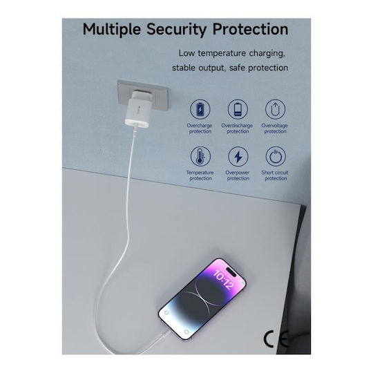 Devia Φορτιστής Χωρίς Καλώδιο με Θύρα USB-C 20W Power Delivery Λευκός (Rlc-318b V2)