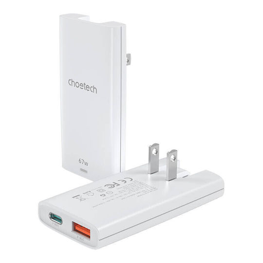 Choetech Φορτιστής Χωρίς Καλώδιο GaN με Θύρα USB-A και Θύρα USB-C 65W Power Delivery Λευκός (PD6011)