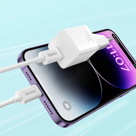 Baseus Ladegerät GaN mit USB-C Anschluss und Kabel USB-C - USB-C 30W Midnight Purple (P10110902523-00)