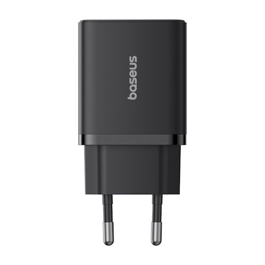 Baseus Ladegerät ohne Kabel GaN mit USB-A Anschluss und USB-C Anschluss 20W Stromlieferung Schwarzs (Cube)