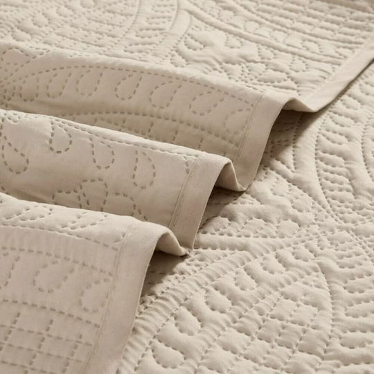 My Home Luxury Σετ Κουβερλί Υπέρδιπλο Εκρού 220x240cm 3τμχ