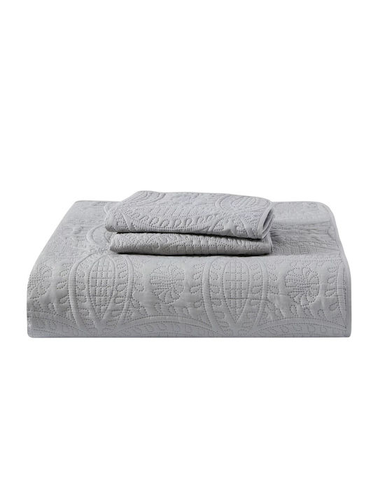 My Home Luxury Set Coverlet Queen Size GREY OPEN 220x240cm 3pcs