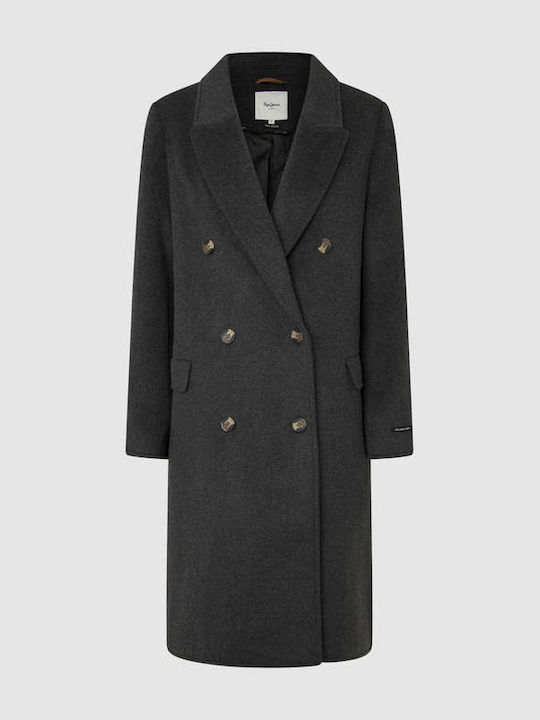 Beth Women's Gray Coat with Buttons