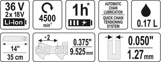 Yato 36V 4.84кг с шина 35см