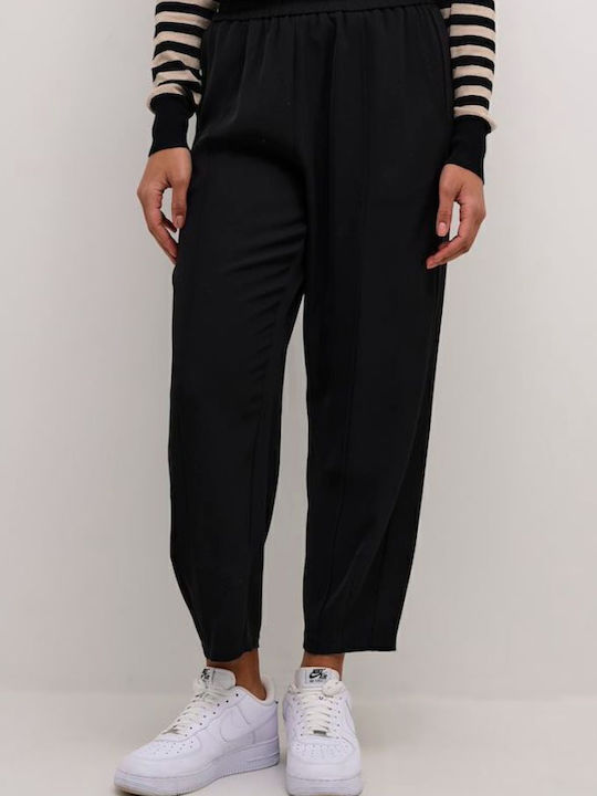 Damen Hoch tailliert Stoff Hose Black