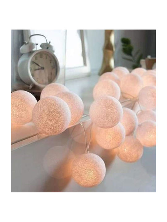 20 Lights LED 2.85m. White Battery in String 1pcs