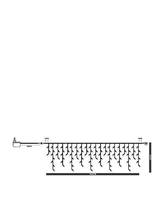 100 Lights LED 1.8m. x 60cm Warm White type Rain 1pcs