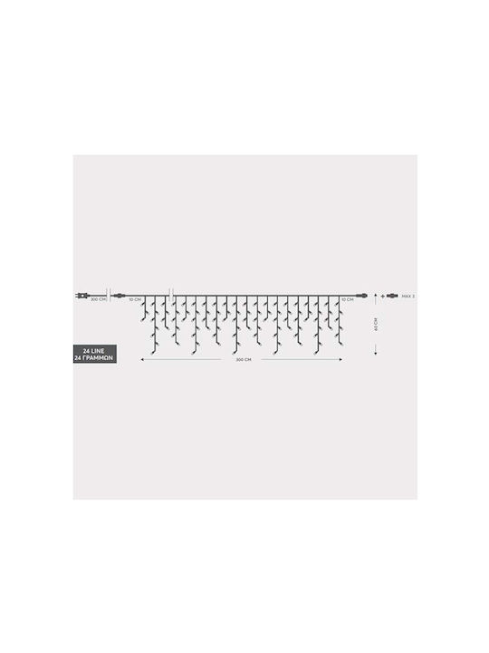 144 Lights LED 3m. x 60cm Natural White type Rain 1pcs