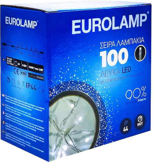 100 Lămpițe LED 4.95m. Alb rece tip Șir 1buc