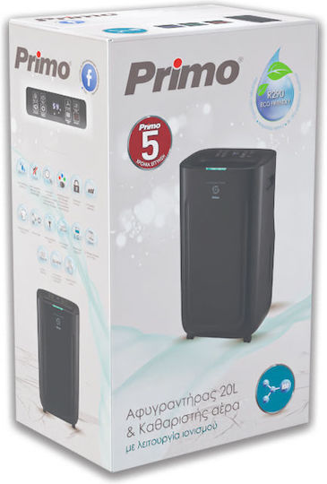 Primo PRDH-45018i Dehumidifier with Compressor and Ionizer 20lt Black