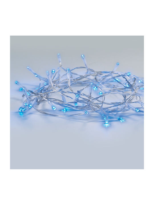 50 Lights LED 5.20m. Blue Battery in String 1pcs