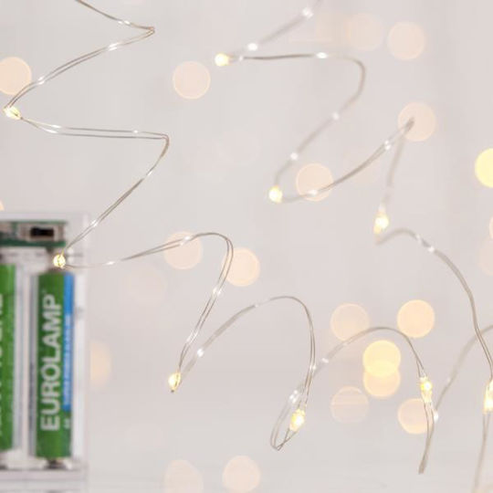 50 Λαμπάκια LED 4.9μ. Θερμό Λευκό Μπαταρίας σε Σειρά 50 Λαμπάκια LED 4.9μ. Θερμό Λευκό Μπαταρίας σε Σειρά