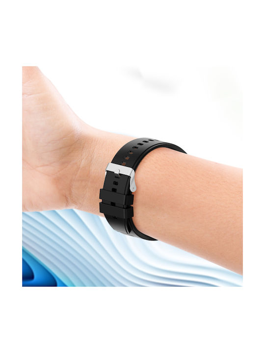 Huawei Watch Gt Runner Strap Reinforced Silicone Silver Buckle Black