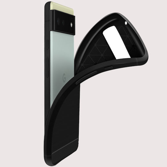 Google Pixel 6 Verstärkte Flexible Hülle Gebürsteter Carbon-Effekt Schwarz