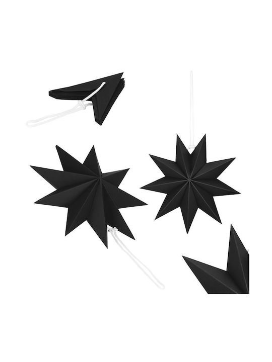 Crăciunesc Decorativ Suspendata Stea Hârtie Negru 3x3buc 1buc