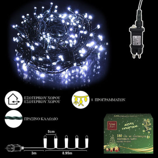 180 Lights LED 12m. Cold White in String 1pcs