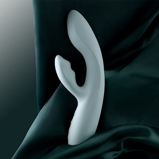 App-controlled Rabbit Vibrator Heating Svakom Chika Liquid Silicone 187x31x59 Mm Turquoise Gray