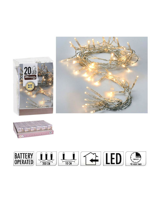 20 Lights LED 2m. White Battery in String Koopman