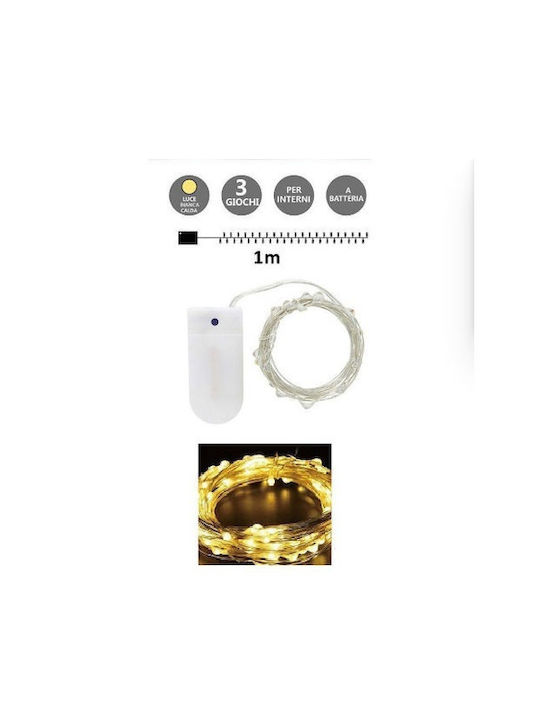 10 Lights LED 1m. Warm White Battery in String 1pcs