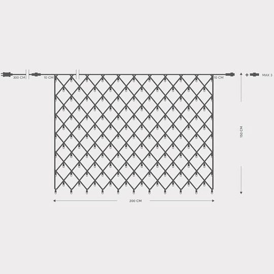 240 Λαμπάκια LED 2μ. x 150εκ. Θερμό Λευκό τύπου Δίχτυ 2τμχ