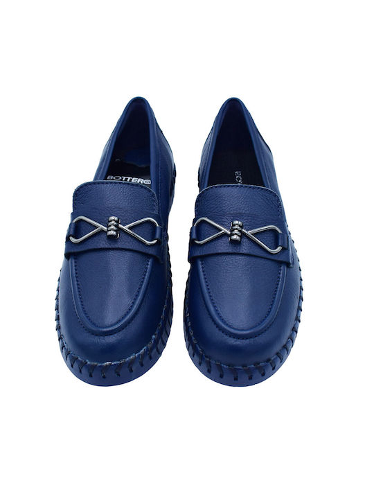 Bottero Leather Women's Moccasins in Blue Color