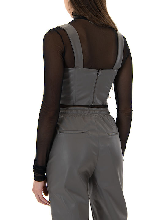 Women's Blouse Corset with Straps Gray