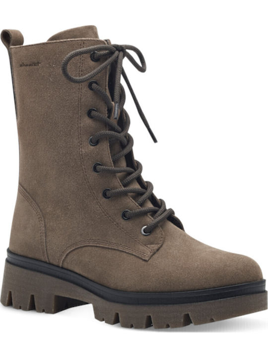 Leder Stiefeletten Damen Beige