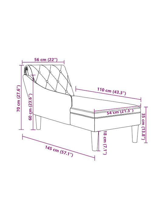 Recliner Stoff Gray L110xW54xH70cm