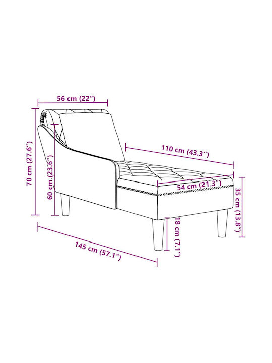 Recliner Stoff Gray L110xW54xH70cm