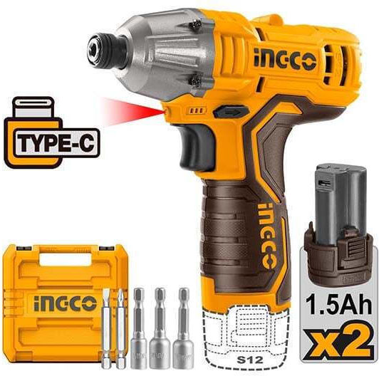 Ingco CIRLI12015 Schlagbohrmaschine Batteriebetrieb 12V 2x1,5Ah
