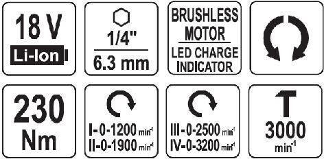 Yato YT-82798 Brushless 18V 1x4Ah Battery Impact Screwdriver