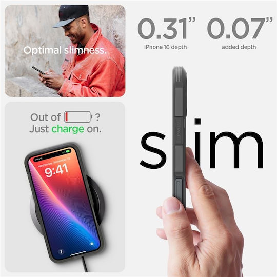 Spigen Tough Armor AI MagFit Back Cover Silicone / Plastic 1.2mm Frost Black (iPhone 16)