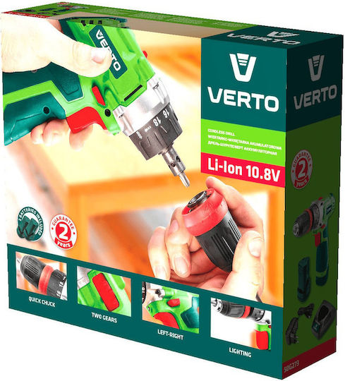 Verto 50G273 Двигател За Бормашина На Батерия 10.8V 2x1.3Ah