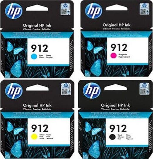 HP 912 Γνήσιο Πακέτο 4 Μελανιών Εκτυπωτή InkJet Κίτρινο / Κυανό / Ματζέντα / Μαύρο (6ZC74AE)