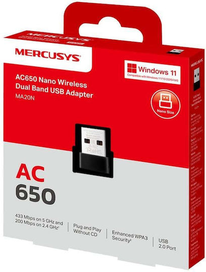 Mercusys Nano Wireless USB Network Adapter 650Mbps