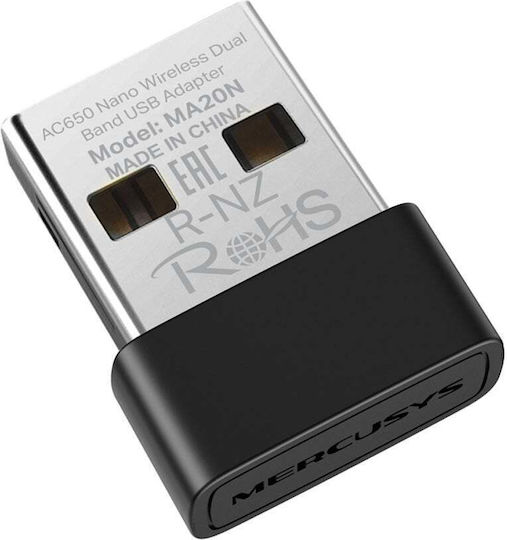 Mercusys Nano Adaptor Rețea USB cu Conexiune Wireless Wi-Fi 650Mbps (Standard v1)