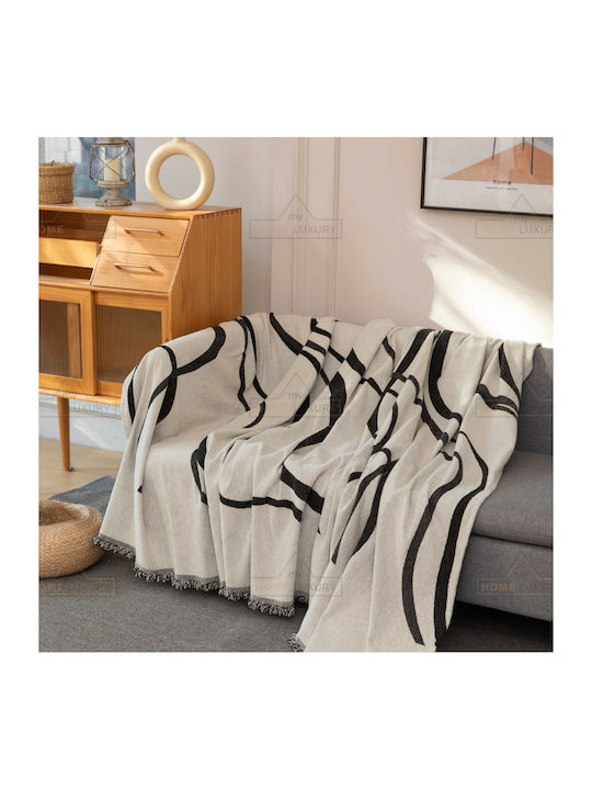 My Home Luxury Michel Armchair Throw Jacquard 180x180cm Beige