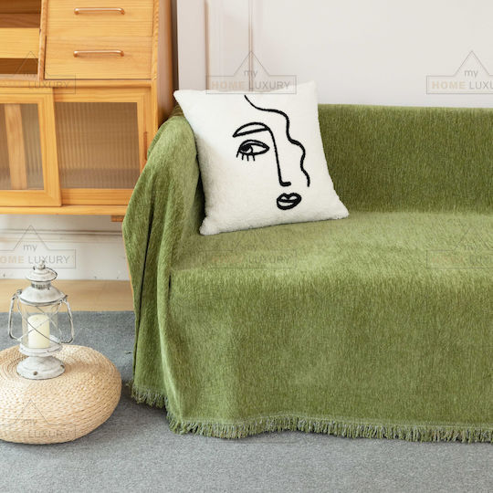 My Home Luxury Bolivia Three-Seater Sofa Throw Jacquard 180x280cm Green
