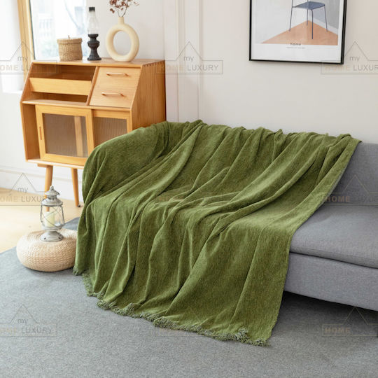 My Home Luxury Bolivia Decken & Couchdecken Zweisitzer-Sofa Überwurf Jacquard 180x240cm Grünes