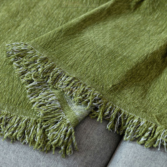 My Home Luxury Bolivia Three-Seater Sofa Throw Jacquard 180x280cm Green