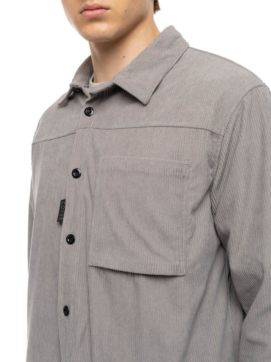 Μακρυμάνικo Κοτλέ Overshirt σε Κανονική Γραμμή Grey