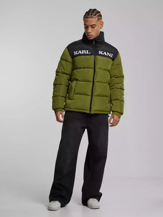 Retro Jacket Puffer Olive Green, Black