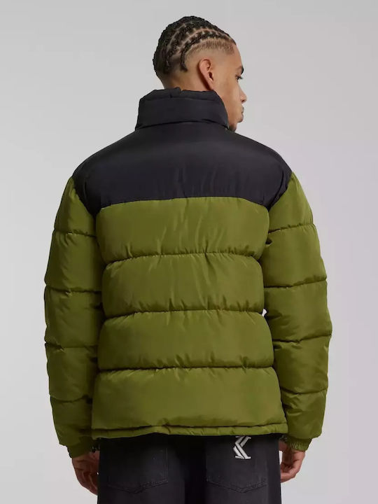 Retro Jacket Puffer Olive Green, Black