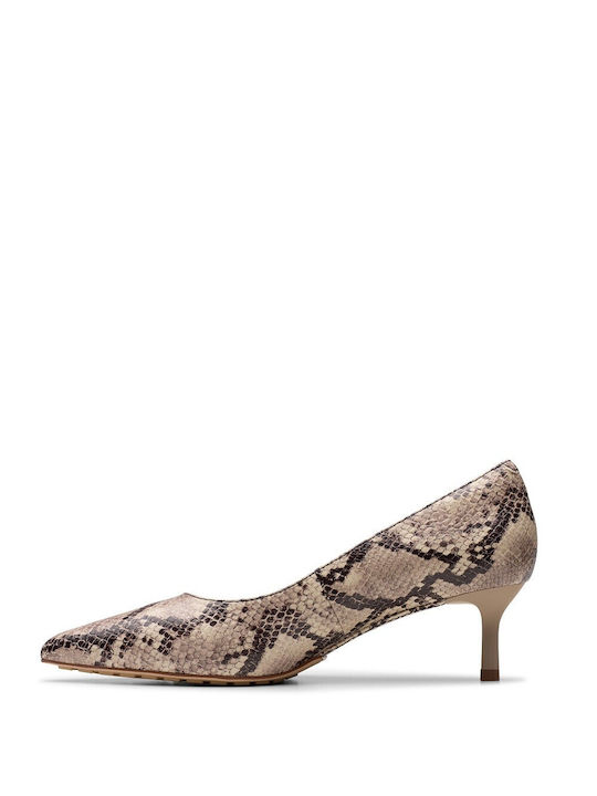 Clarks Leather Gray Heels Animal Print