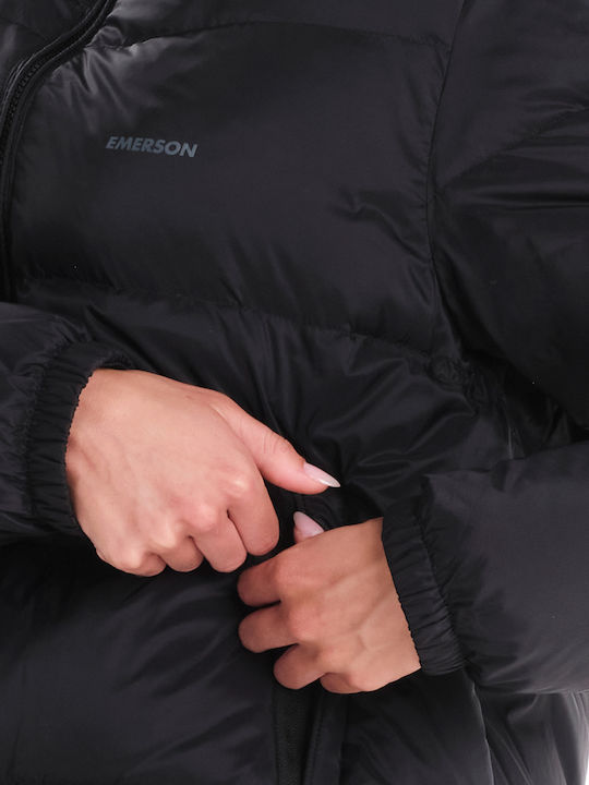 Κοντό Γυναικείο Puffer Μπουφάν για Χειμώνα Μαύρο