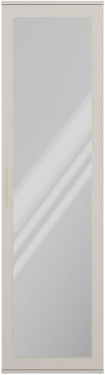 Ușă simplă Dulap de Haine cu Oglindă Bej 50x35x180cm