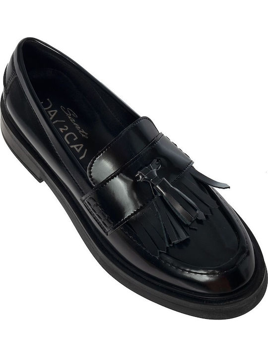 Leather Women's Moccasins in Black Color