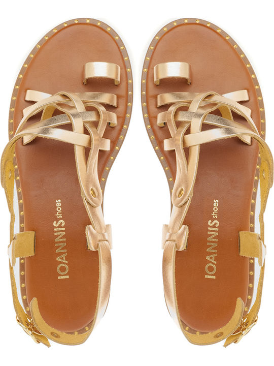 Leder Flache Sandalen für Damen Rose Gold
